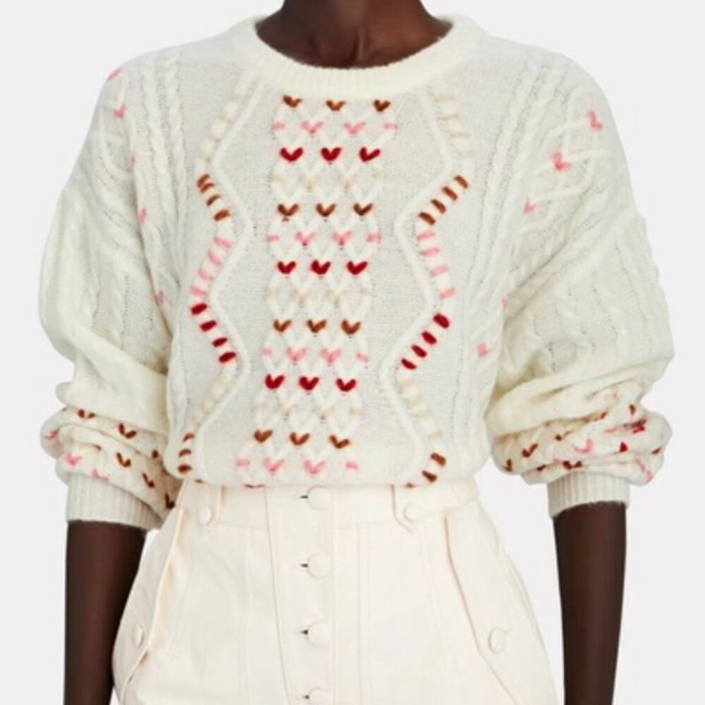 Intermix Clementine Cable Knit Sweater in Ivory